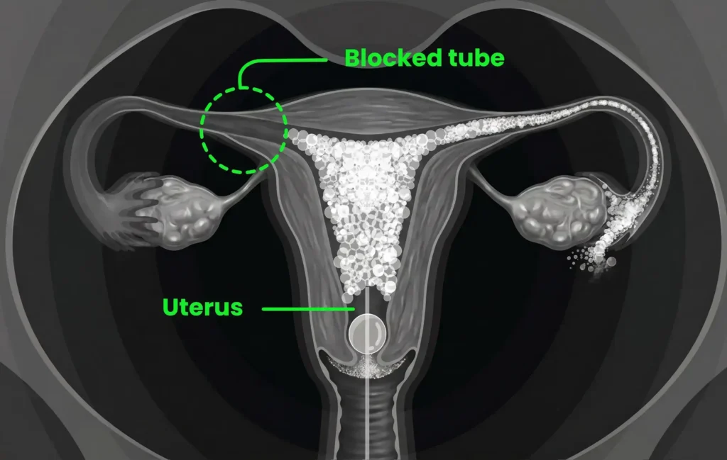 HSG X-ray with blocked fallopian tube